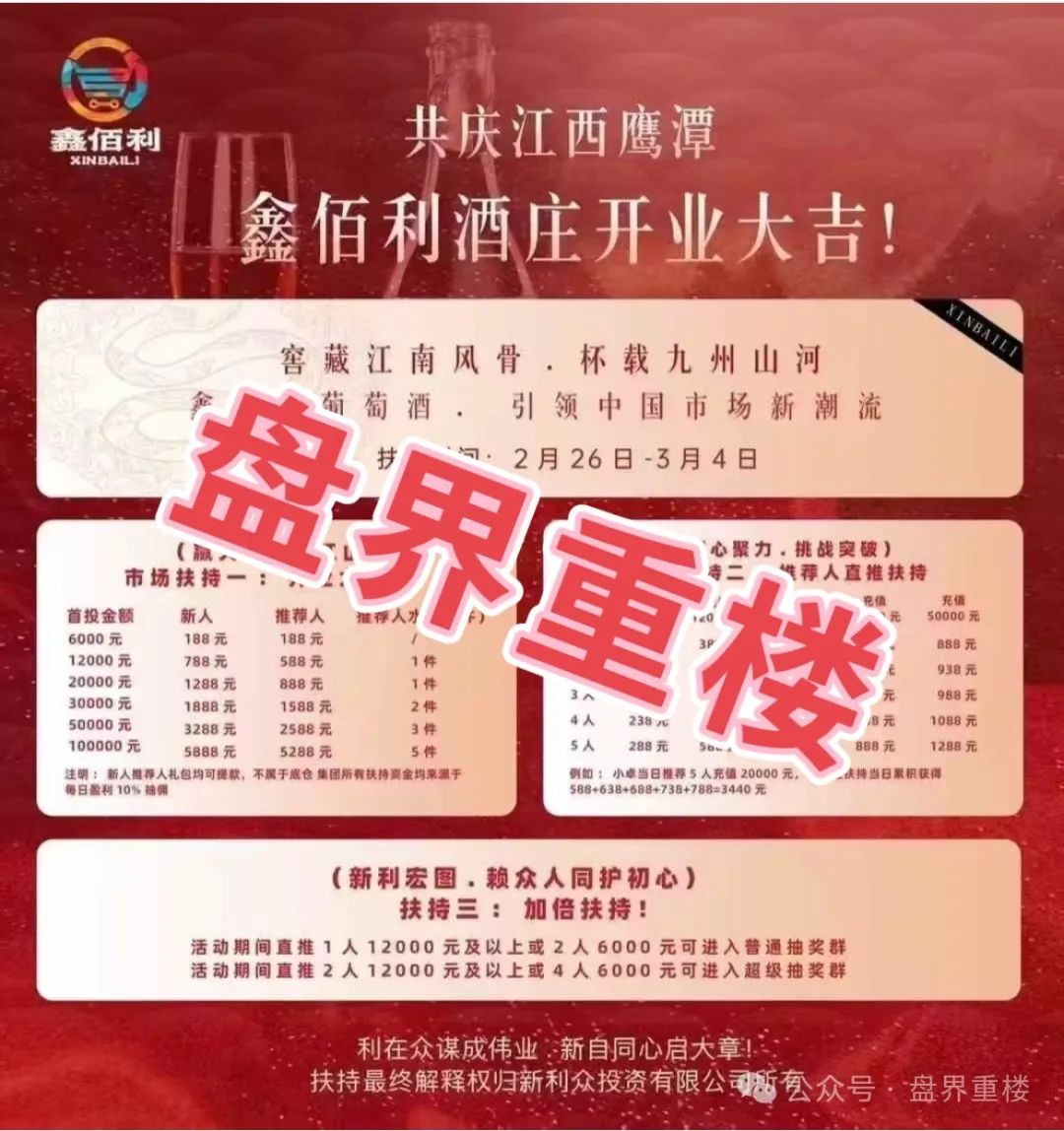 新利众（鑫佰利酒庄 / 鑫佰严选）目前该骗局已有5万多会员，操盘手圈钱过亿，部分团队撤离，随时可能崩盘-一洼田