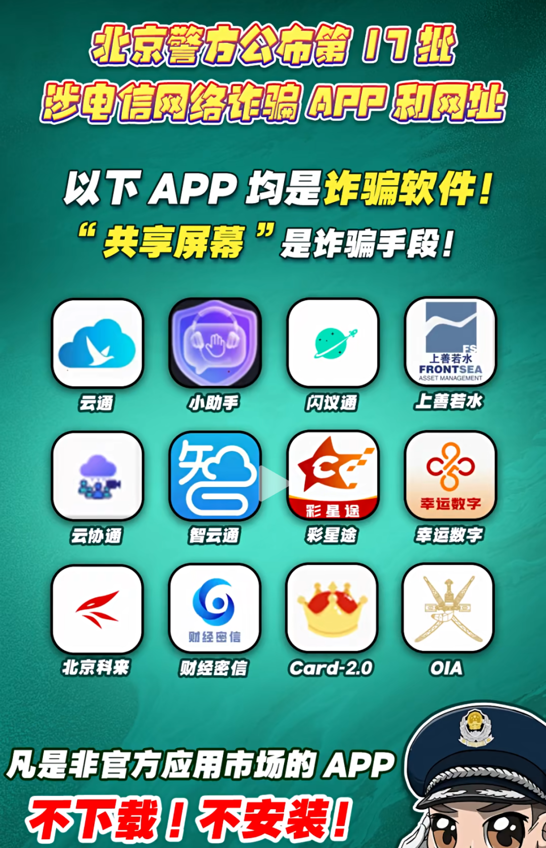 第17批诈骗App！北京警方公布名单，共22个！-一洼田