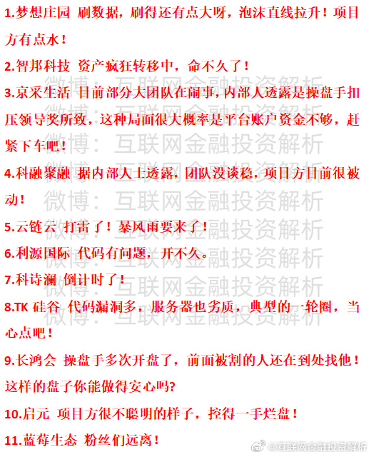 最新资金盘预警！全民行动、梦想庄园、智邦科技、京采生活、科融聚融、云链云、利源国际、科诗澜、TK硅谷、长鸿会、启元、蓝莓生态-一洼田