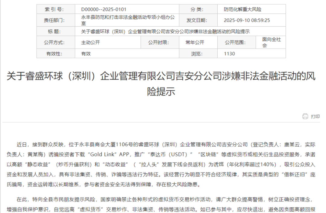 预警崩盘:金链(睿盛环球)-一洼田